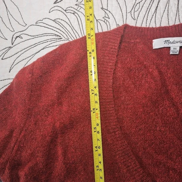 VGUC Madewell Wrap-Front Pullover Sweater in Coziest Yarn Xsmall Heather Scarlet - Picture 11 of 12